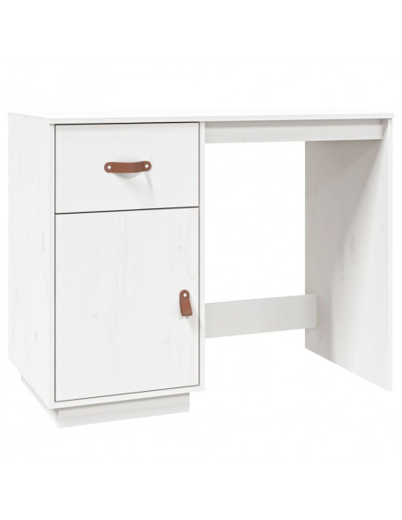 Scrivania Bianca 95x50x75 cm in Legno Massello di Pino