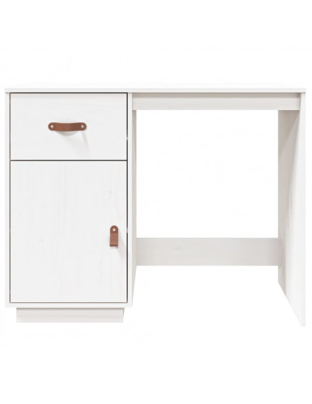 Scrivania Bianca 95x50x75 cm in Legno Massello di Pino