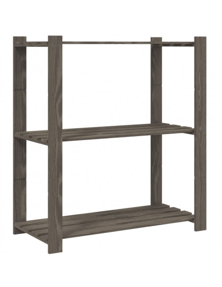 Scaffale a 3 Livelli Grigio 80x38x90 cm in Legno di Pino