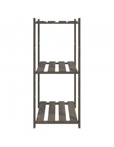 Scaffale a 3 Livelli Grigio 80x38x90 cm in Legno di Pino