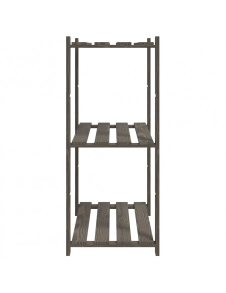 Scaffale a 3 Livelli Grigio 80x38x90 cm in Legno di Pino