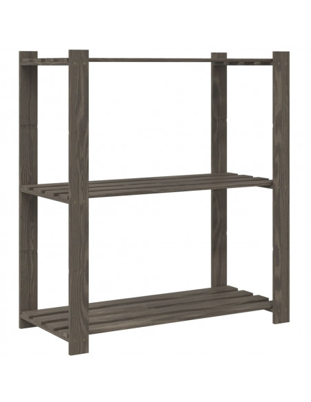 Scaffale a 3 Livelli Grigio 80x38x90 cm in Legno di Pino