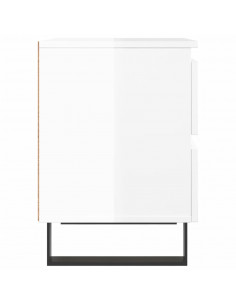 Comodini 2pz Bianco Lucido 40x35x50 cm in Legno Multistrato 2
