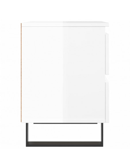 Comodini 2pz Bianco Lucido 40x35x50 cm in Legno Multistrato