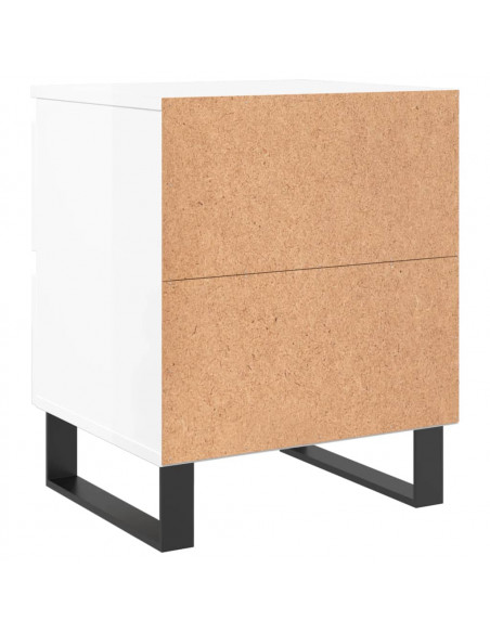 Comodini 2pz Bianco Lucido 40x35x50 cm in Legno Multistrato