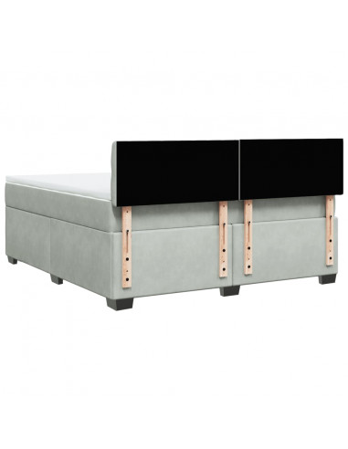 Giroletto a Molle con Materasso Grigio Chiaro 180x200cm Velluto