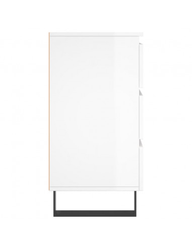 Comodini 2 pz Bianco Lucido 40x35x69 cm in Legno Multistrato