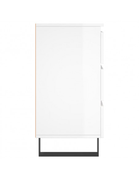 Comodini 2 pz Bianco Lucido 40x35x69 cm in Legno Multistrato