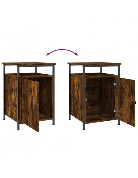 Comodini 2 pz Rovere Fumo 40x42x60 cm in Legno Multistrato