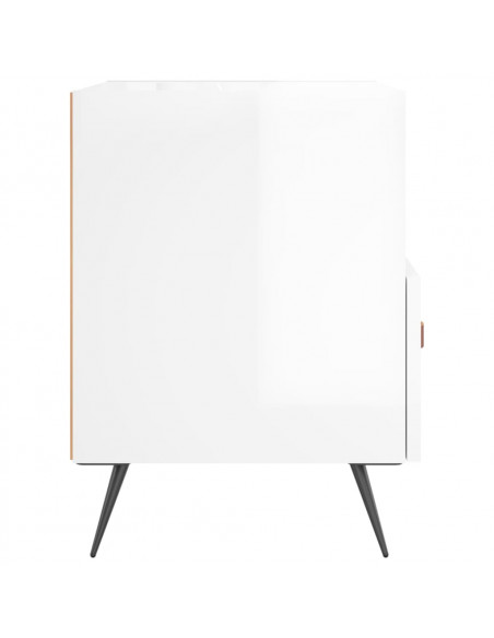 Comodini 2 pz Bianco Lucido 40x35x47,5 cm in Legno Multistrato