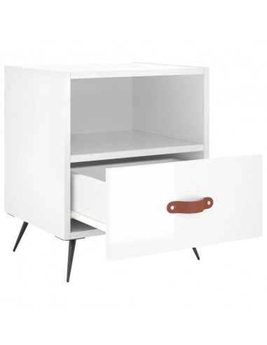 Comodini 2 pz Bianco Lucido 40x35x47,5 cm in Legno Multistrato