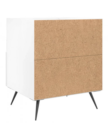Comodini 2 pz Bianco Lucido 40x35x47,5 cm in Legno Multistrato