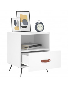 Comodino Bianco 40x35x47,5 cm in Legno Multistrato 2