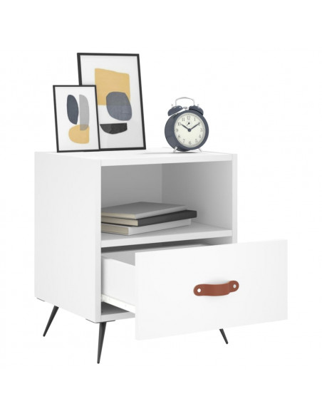 Comodino Bianco 40x35x47,5 cm in Legno Multistrato