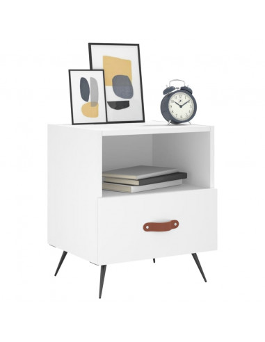 Comodino Bianco 40x35x47,5 cm in Legno Multistrato