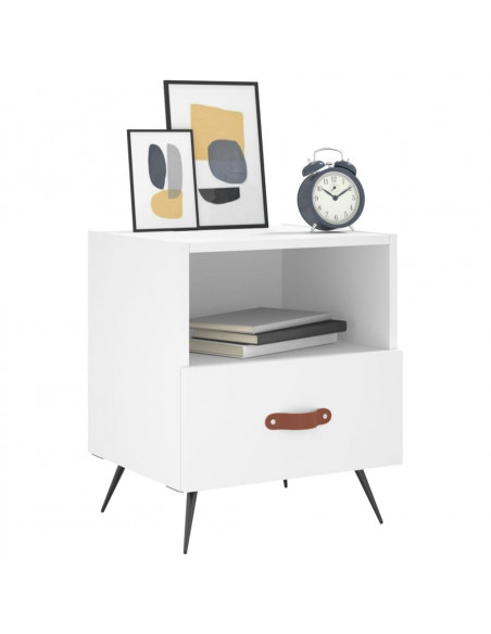 Comodino Bianco 40x35x47,5 cm in Legno Multistrato