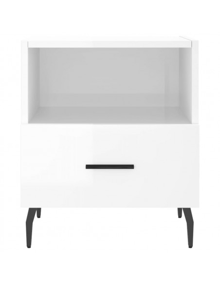 Comodini 2 pz Bianco Lucido 40x35x47,5 cm in Legno Multistrato