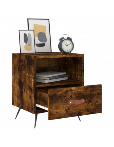 Comodino Rovere Fumo 40x35x47,5 cm in Legno Multistrato