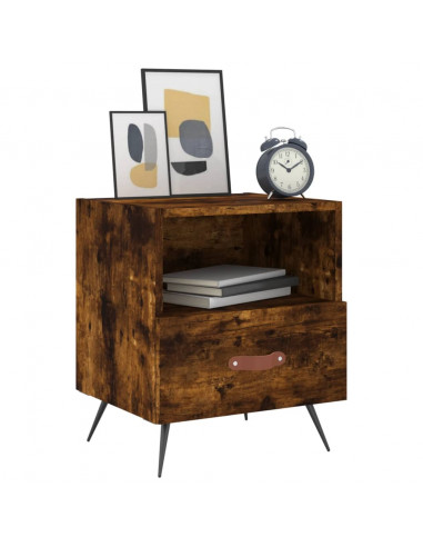 Comodino Rovere Fumo 40x35x47,5 cm in Legno Multistrato