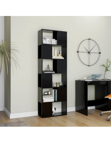 Libreria/Divisorio Nero 60x24x186 cm in Truciolato