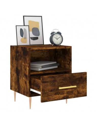 Comodino Rovere Fumo 40x35x47,5 cm in Legno Multistrato