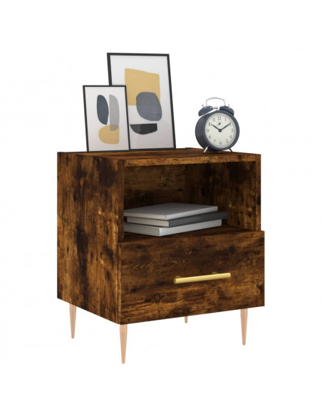 Comodino Rovere Fumo 40x35x47,5 cm in Legno Multistrato
