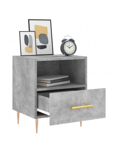 Comodino Grigio Cemento 40x35x47,5 cm in Legno Multistrato