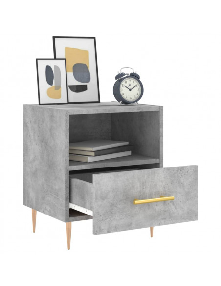 Comodino Grigio Cemento 40x35x47,5 cm in Legno Multistrato