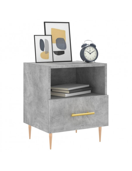 Comodino Grigio Cemento 40x35x47,5 cm in Legno Multistrato