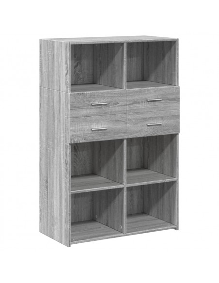 Credenza Grigio Sonoma 80x42,5x124 cm in Legno Multistrato