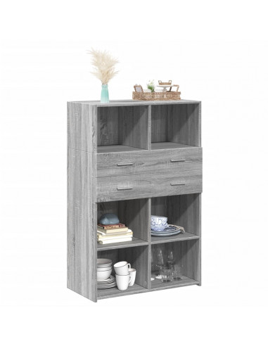 Credenza Grigio Sonoma 80x42,5x124 cm in Legno Multistrato