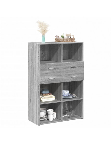 Credenza Grigio Sonoma 80x42,5x124 cm in Legno Multistrato