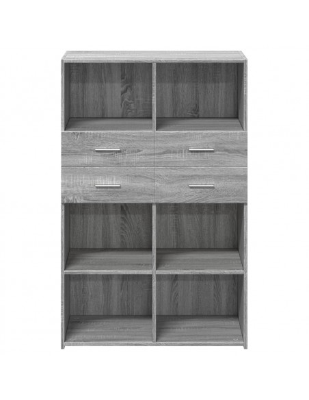 Credenza Grigio Sonoma 80x42,5x124 cm in Legno Multistrato