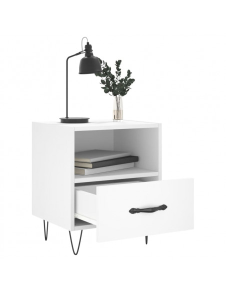 Comodino Bianco 40x35x47,5 cm in Legno Multistrato