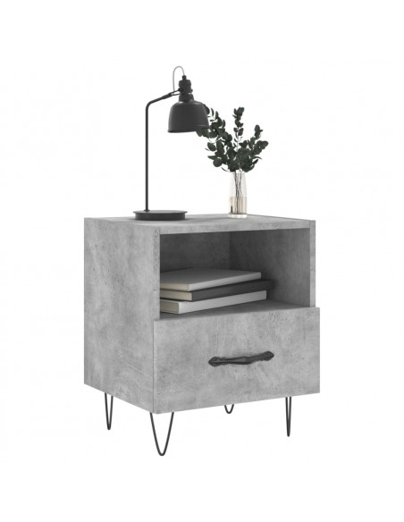 Comodino Grigio Cemento 40x35x47,5 cm in Legno Multistrato