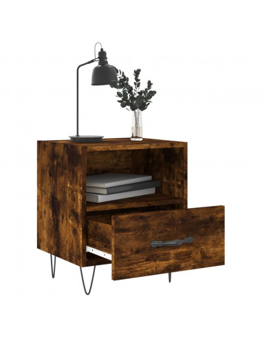 Comodino Rovere Fumo 40x35x47,5 cm in Legno Multistrato