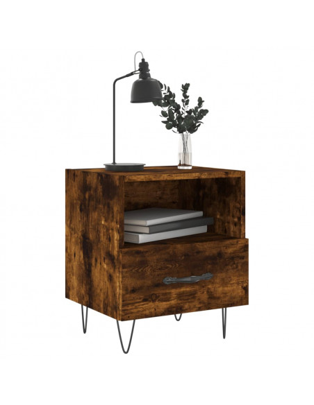 Comodino Rovere Fumo 40x35x47,5 cm in Legno Multistrato