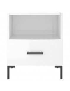 Comodini 2 pz Bianco Lucido 40x35x47,5 cm in Legno Multistrato 2