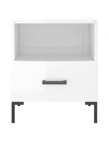 Comodini 2 pz Bianco Lucido 40x35x47,5 cm in Legno Multistrato