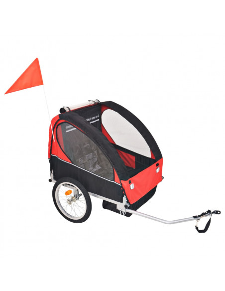 Rimorchio per Bici Rosso e Nero 30 kg