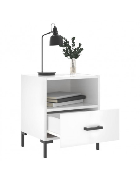 Comodino Bianco Lucido 40x35x47,5 cm in Legno Multistrato