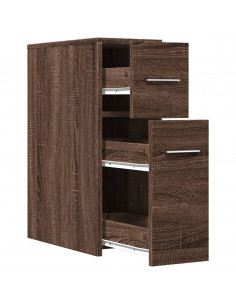 Armadietto da Bagno Stretto con Ruote Rovere Marrone Truciolato 2