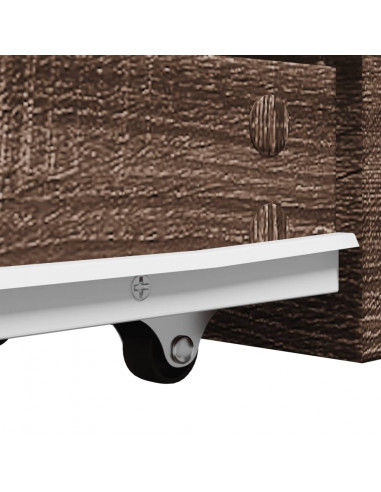 Armadietto da Bagno Stretto con Ruote Rovere Marrone Truciolato