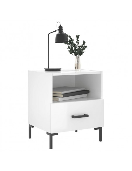 Comodino Bianco Lucido 40x35x47,5 cm in Legno Multistrato