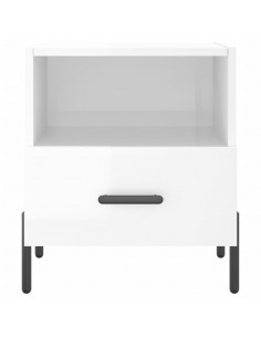 Comodini 2 pz Bianco Lucido 40x35x47,5 cm in Legno Multistrato 2