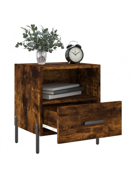 Comodino Rovere Fumo 40x35x47,5 cm in Legno Multistrato