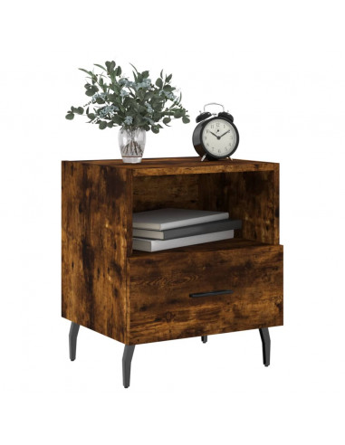 Comodino Rovere Fumo 40x35x47,5 cm in Legno Multistrato