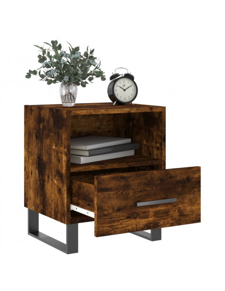 Comodino Rovere Fumo 40x35x47,5 cm in Legno Multistrato