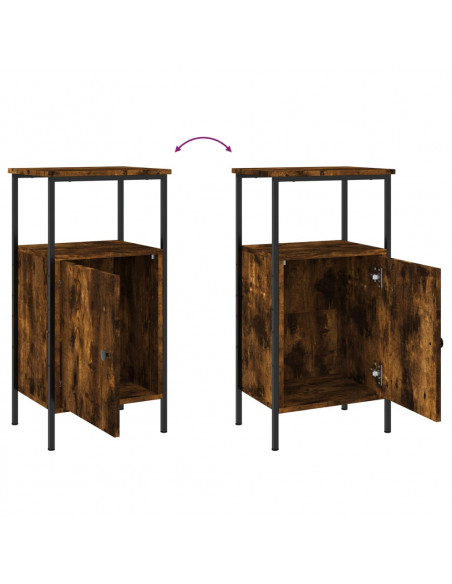 Comodini 2pz Rovere Fumo 41x31x80 cm in Legno Multistrato