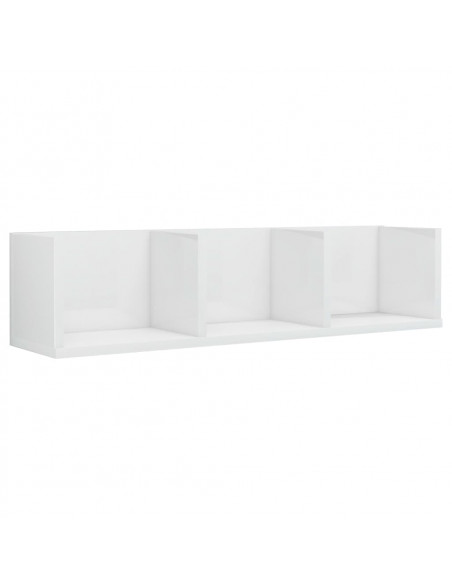 Scaffale Porta CD Parete Bianco Lucido 75x18x18 cm Multistrato